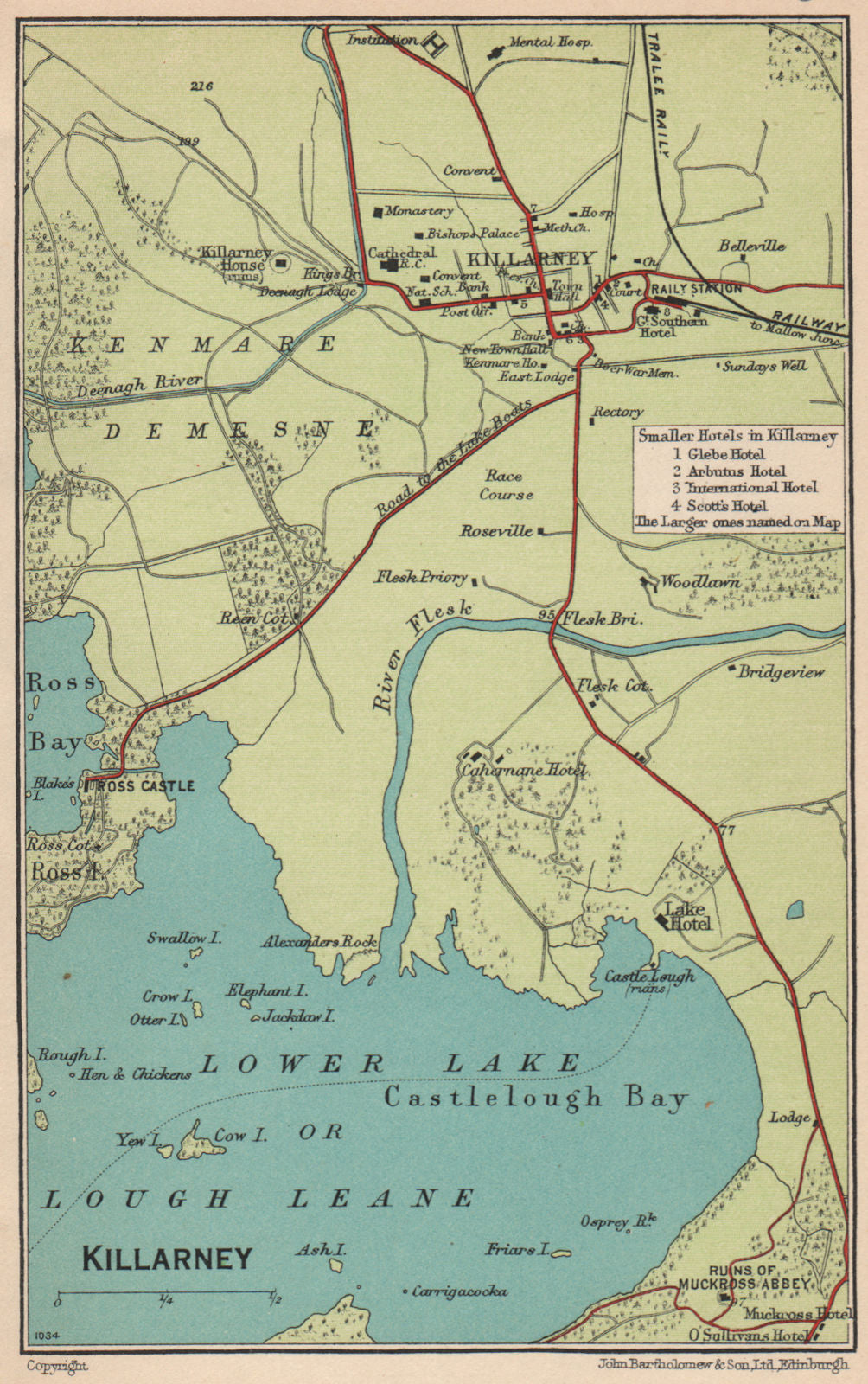 KILLARNEY. Vintage map plan. Ireland 1949 old vintage chart
